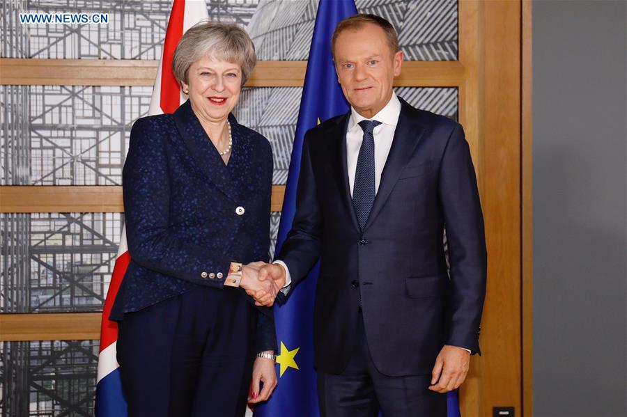 BELGIUM-BRUSSELS-EUROPEAN COUNCIL-TUSK-UK-MAY-MEETING