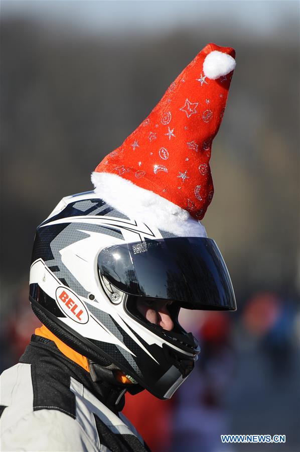 POLAND-WARSAW-SANTA CLAUS ON MOTORCYCLE