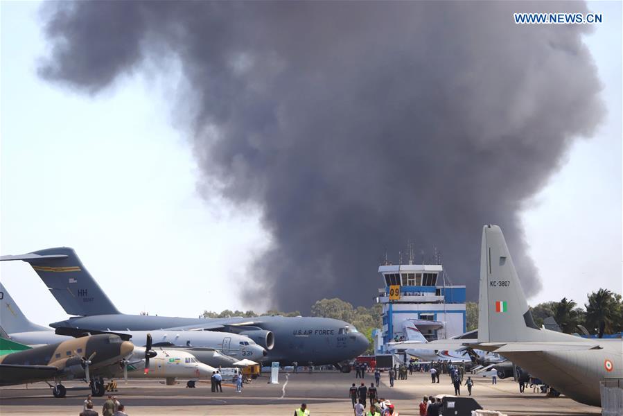 INDIA-BANGALORE-AIR SHOW-FIRE