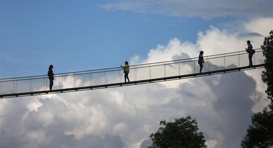 NEPAL-KATHMANDU-TOURISM-SUSPENSION BRIDGE